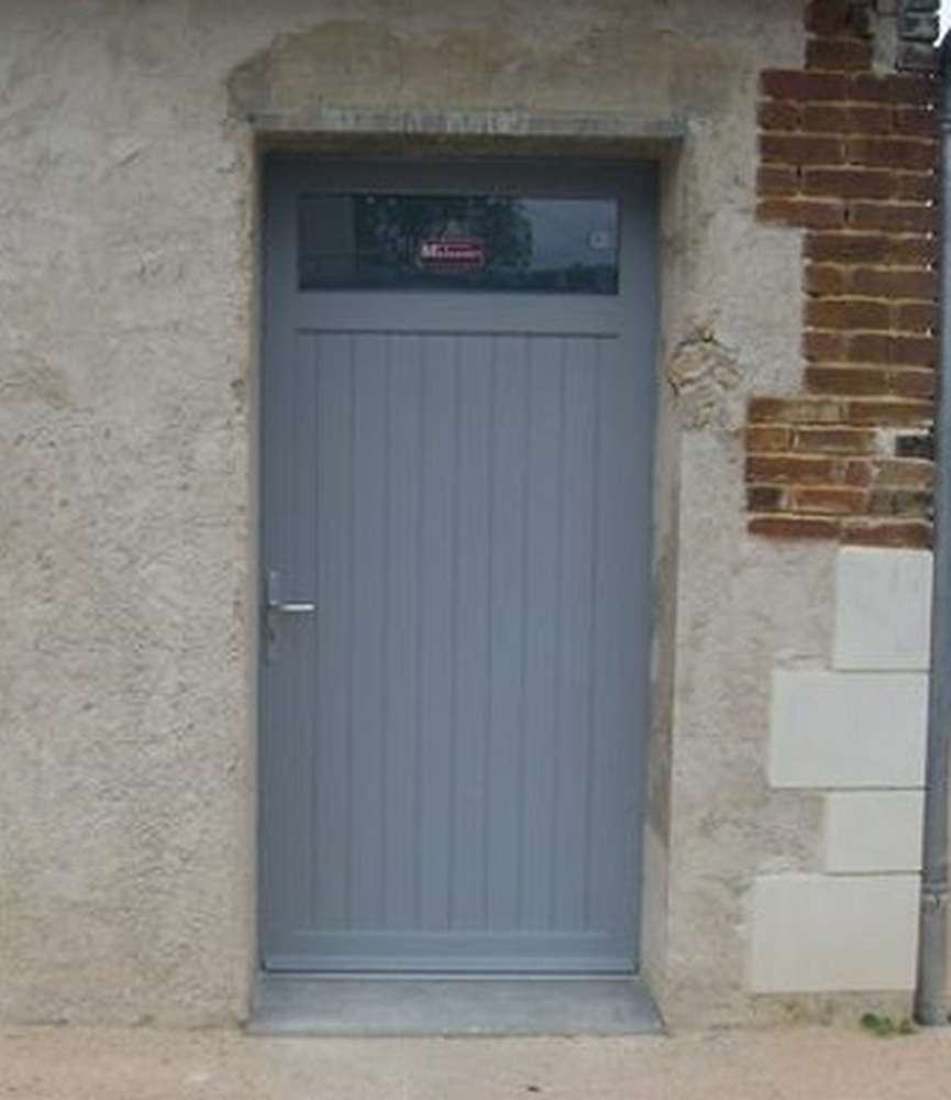 20 Porte de service bois avec imposte vitré